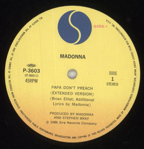 Madonna Papa Don't Preach Japanese 12